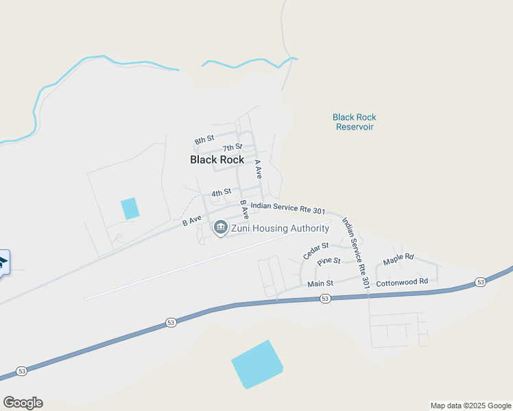 map of restaurants, bars, coffee shops, grocery stores, and more near 6 Indian Service Route 301 in Zuni