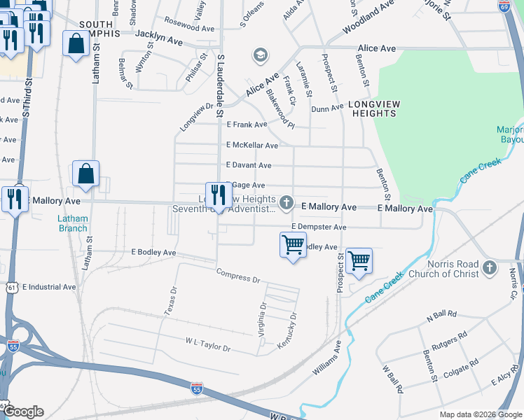 map of restaurants, bars, coffee shops, grocery stores, and more near 626 East Mallory Avenue in Memphis