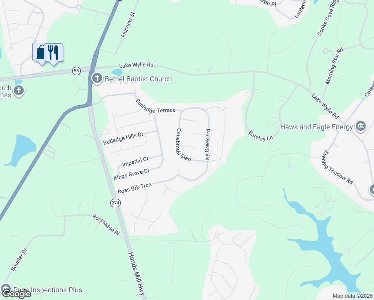 map of restaurants, bars, coffee shops, grocery stores, and more near 607 Mossfield Court in York