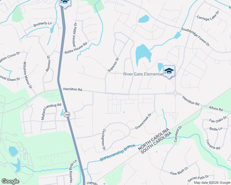 map of restaurants, bars, coffee shops, grocery stores, and more near 12708 Hamilton Road in Charlotte