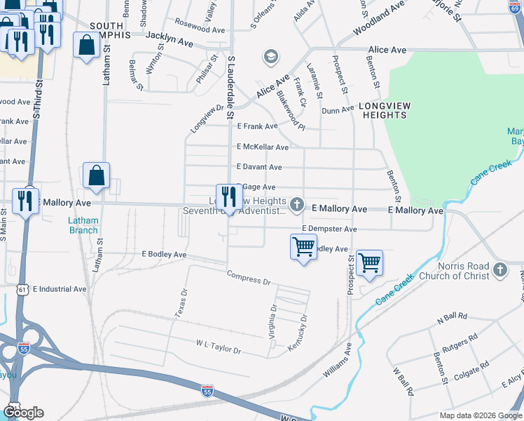 map of restaurants, bars, coffee shops, grocery stores, and more near 626 East Mallory Avenue in Memphis