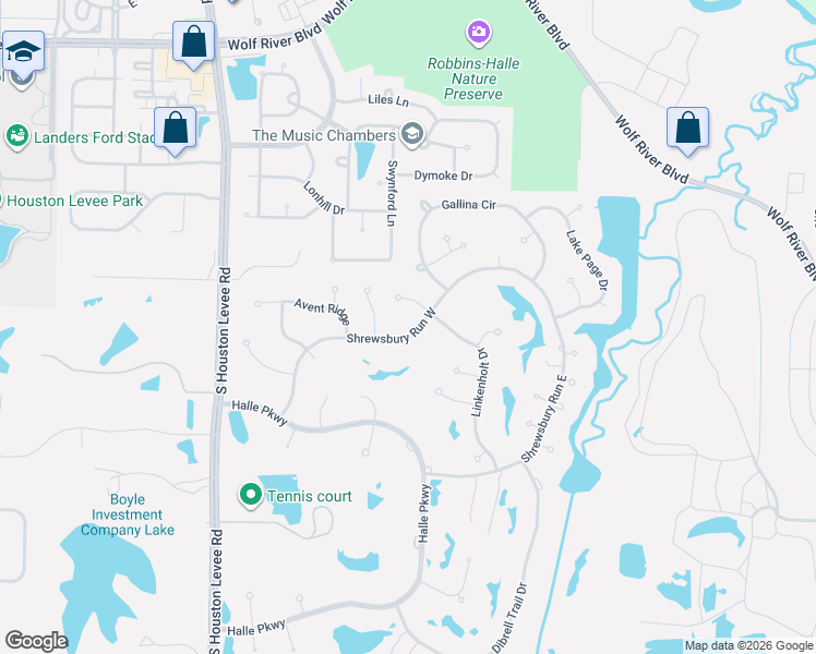 map of restaurants, bars, coffee shops, grocery stores, and more near 1733 Linkenholt Cove in Collierville