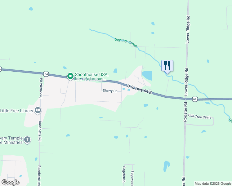 map of restaurants, bars, coffee shops, grocery stores, and more near 12 Sherry Drive in Conway