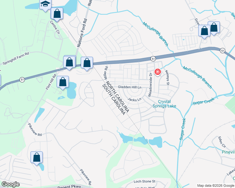 map of restaurants, bars, coffee shops, grocery stores, and more near 11311 Miller Road in Pineville