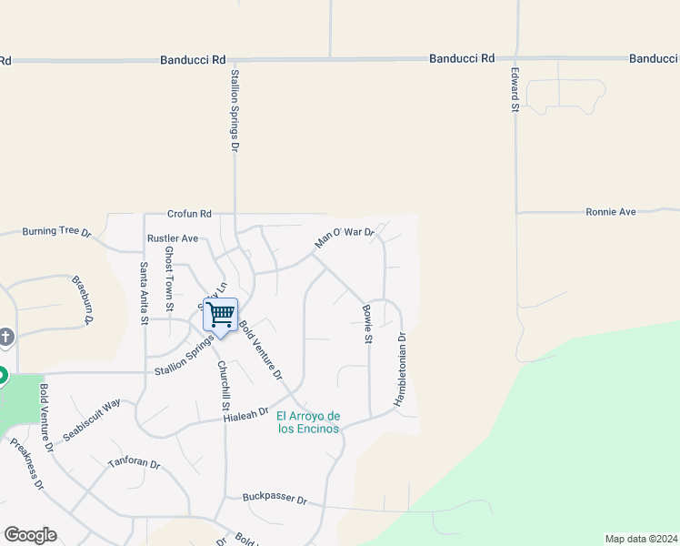 map of restaurants, bars, coffee shops, grocery stores, and more near 18340 Bowie Street in Tehachapi