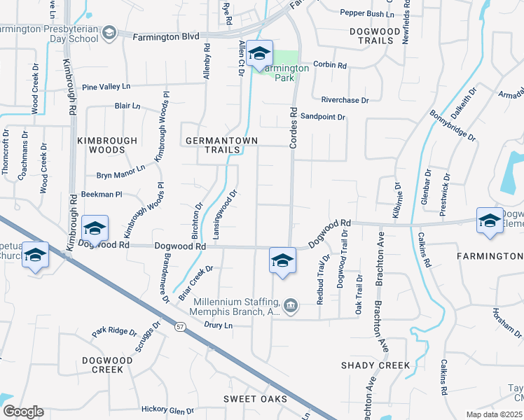 map of restaurants, bars, coffee shops, grocery stores, and more near 2291 Windy Oaks Drive in Germantown