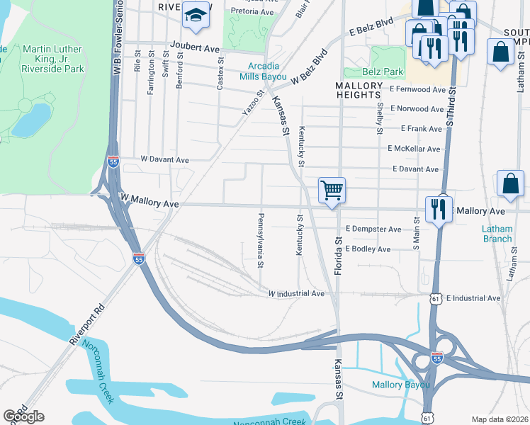 map of restaurants, bars, coffee shops, grocery stores, and more near 141 West Mallory Avenue in Memphis