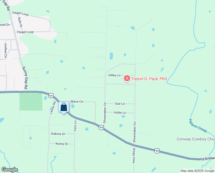 map of restaurants, bars, coffee shops, grocery stores, and more near 38 Shoemaker Circle in Conway