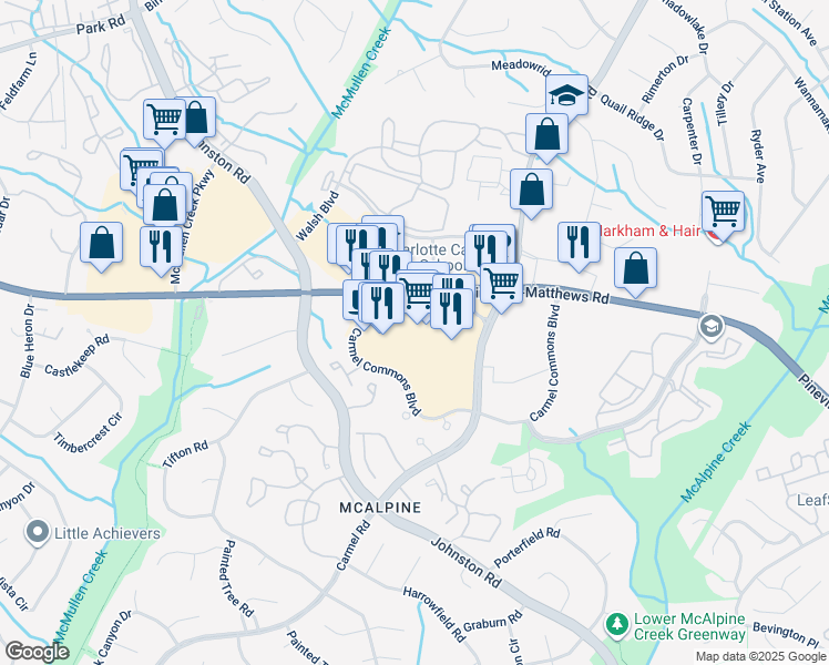 map of restaurants, bars, coffee shops, grocery stores, and more near in Charlotte