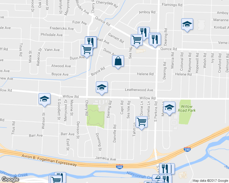 map of restaurants, bars, coffee shops, grocery stores, and more near 4469 Leatherwood Avenue in Memphis
