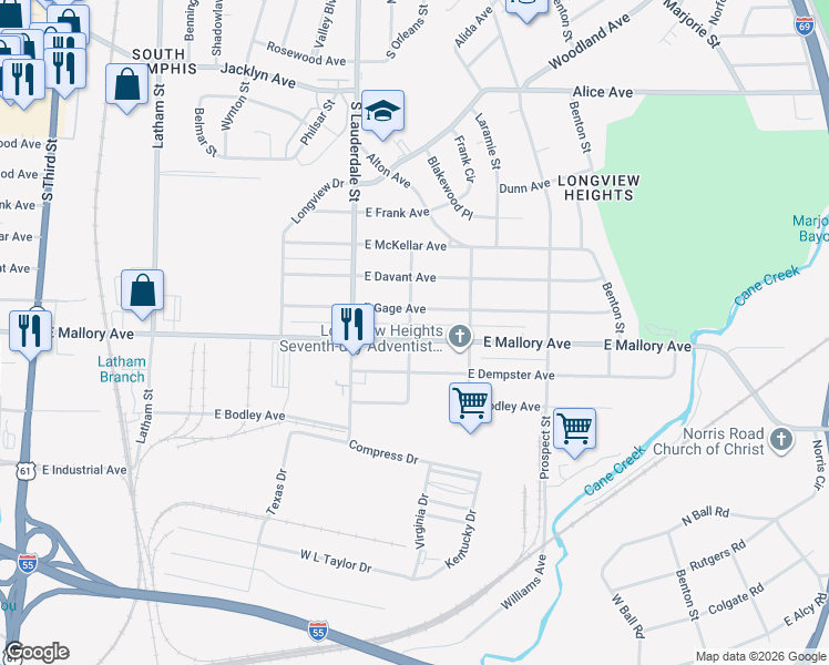 map of restaurants, bars, coffee shops, grocery stores, and more near 626 East Mallory Avenue in Memphis