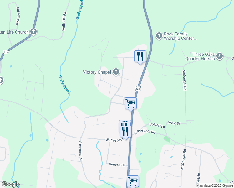 map of restaurants, bars, coffee shops, grocery stores, and more near 8 Simpson Road in Fayetteville