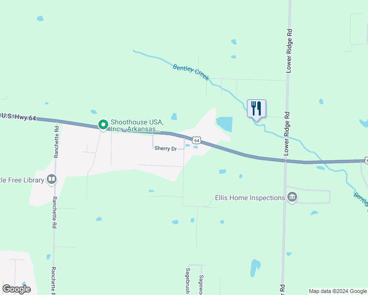 map of restaurants, bars, coffee shops, grocery stores, and more near 15 Sherry Drive in Conway