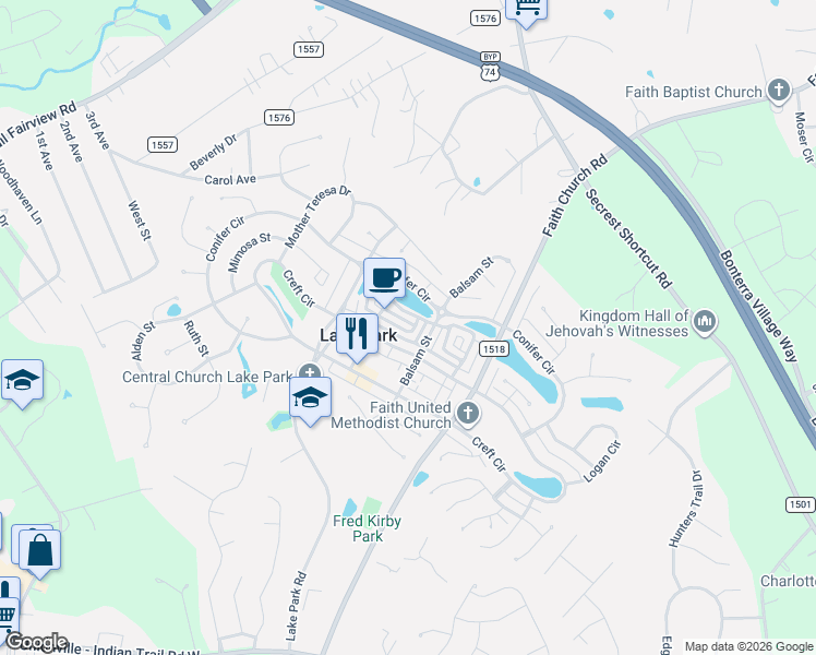 map of restaurants, bars, coffee shops, grocery stores, and more near 3909 Lilac Alley in Lake Park