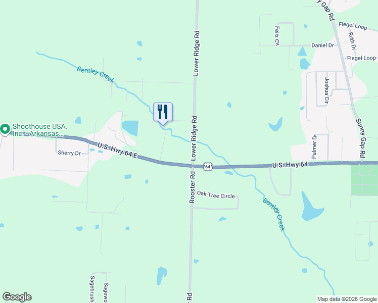 map of restaurants, bars, coffee shops, grocery stores, and more near 604 Lower Ridge Road in Conway
