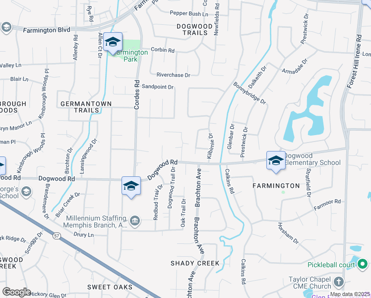 map of restaurants, bars, coffee shops, grocery stores, and more near 2284 Dogwood Oaks Drive in Germantown