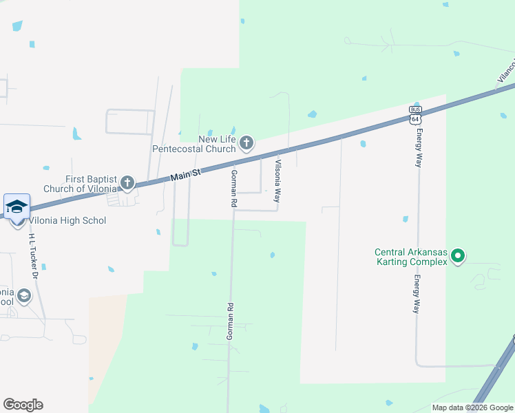 map of restaurants, bars, coffee shops, grocery stores, and more near 38 Vilsonia Way in Vilonia