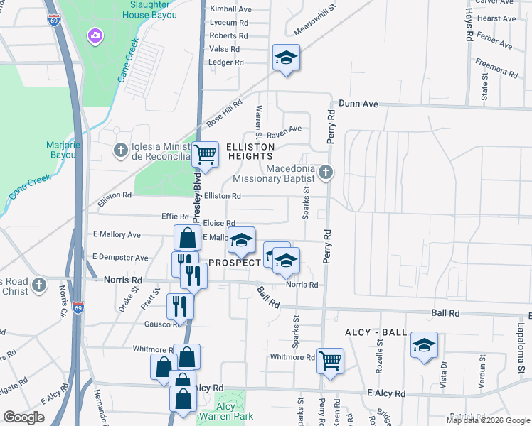 map of restaurants, bars, coffee shops, grocery stores, and more near in Memphis