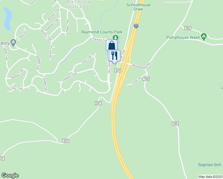 map of restaurants, bars, coffee shops, grocery stores, and more near 3 Kachina Trail in Flagstaff