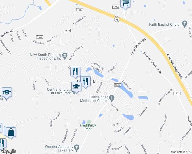 map of restaurants, bars, coffee shops, grocery stores, and more near 4307 Sages Avenue in Indian Trail