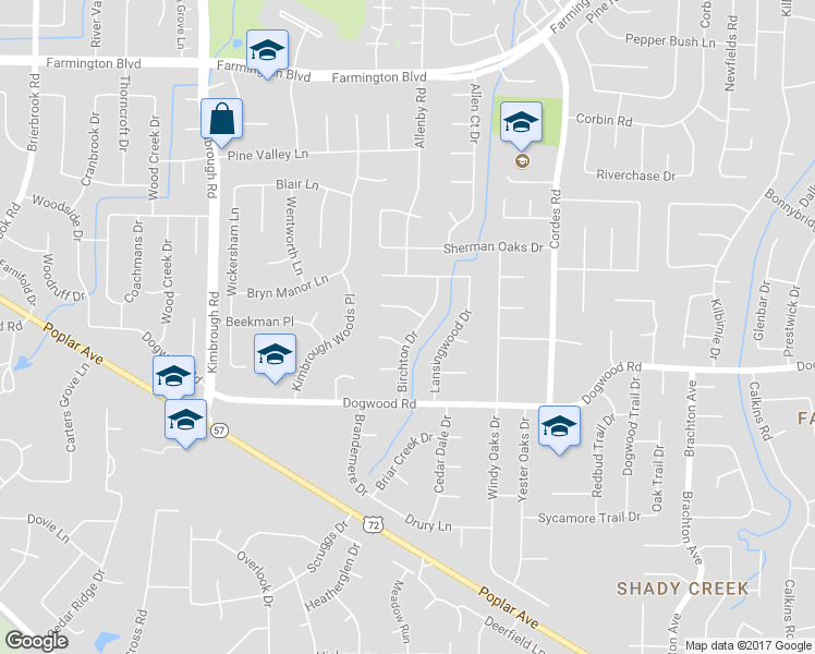 map of restaurants, bars, coffee shops, grocery stores, and more near 2286 Birchton Drive in Germantown