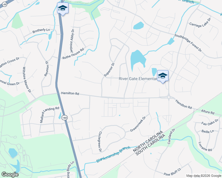 map of restaurants, bars, coffee shops, grocery stores, and more near 12708 Hamilton Road in Charlotte