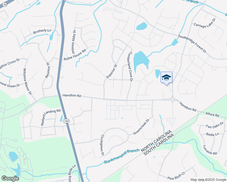 map of restaurants, bars, coffee shops, grocery stores, and more near 12708 Hamilton Road in Charlotte
