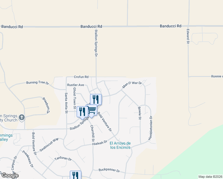 map of restaurants, bars, coffee shops, grocery stores, and more near 27661 Man O' War Drive in Tehachapi