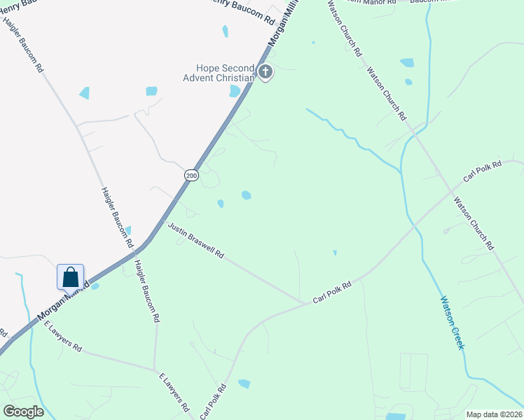 map of restaurants, bars, coffee shops, grocery stores, and more near 6603 Justin Braswell Road in Monroe