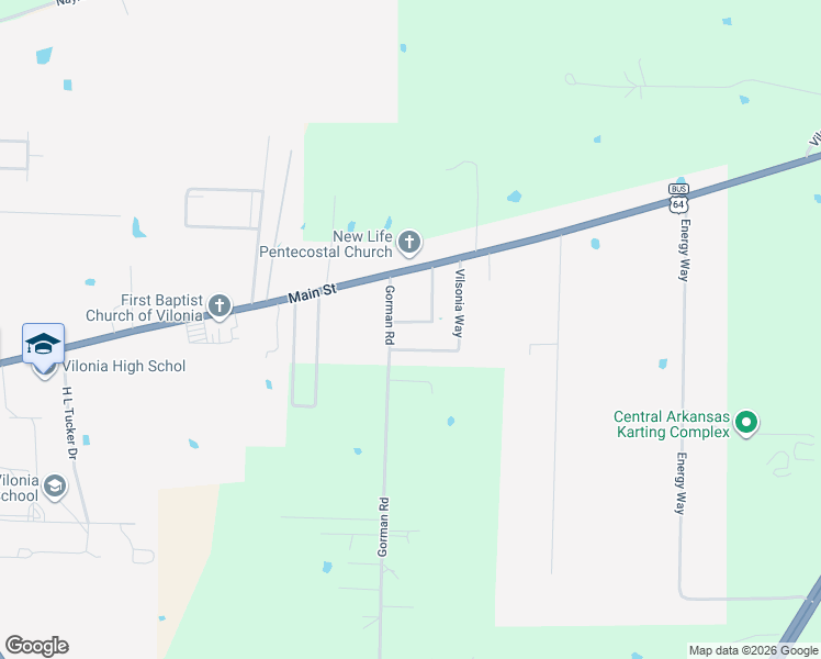 map of restaurants, bars, coffee shops, grocery stores, and more near 38 Vilsonia Way in Vilonia