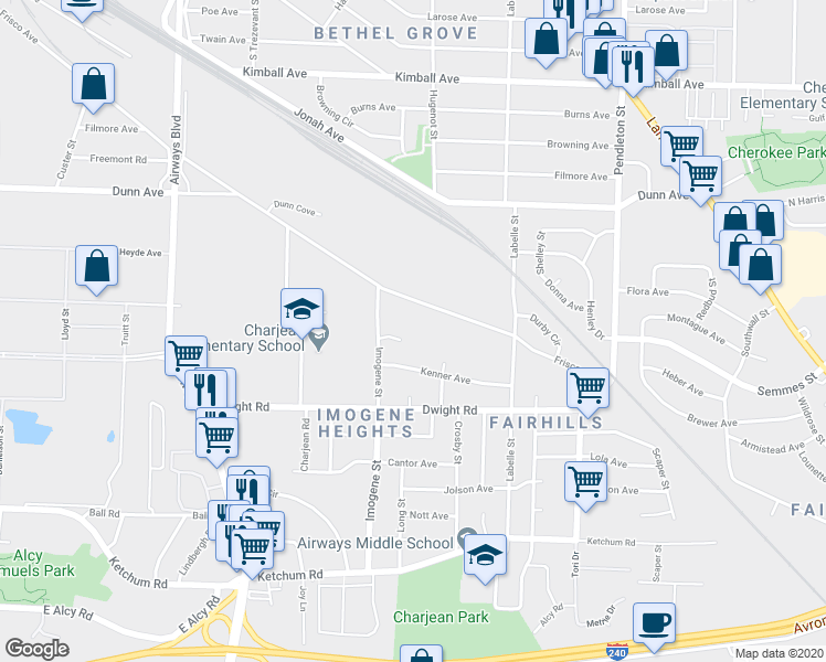 map of restaurants, bars, coffee shops, grocery stores, and more near 2530 Brian Cove in Memphis