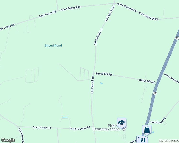 map of restaurants, bars, coffee shops, grocery stores, and more near 3747 Neffie Lane in Pink Hill