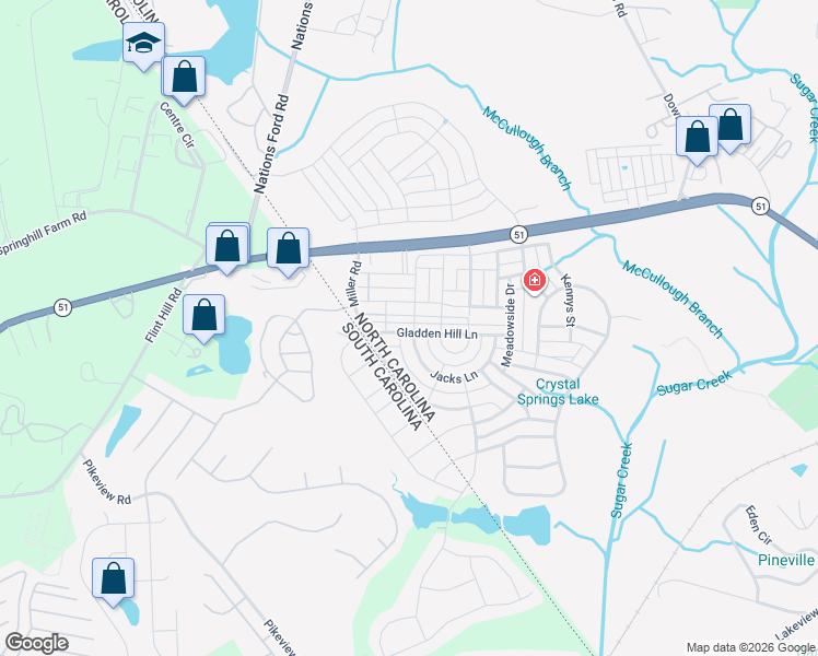 map of restaurants, bars, coffee shops, grocery stores, and more near 11311 Miller Road in Pineville