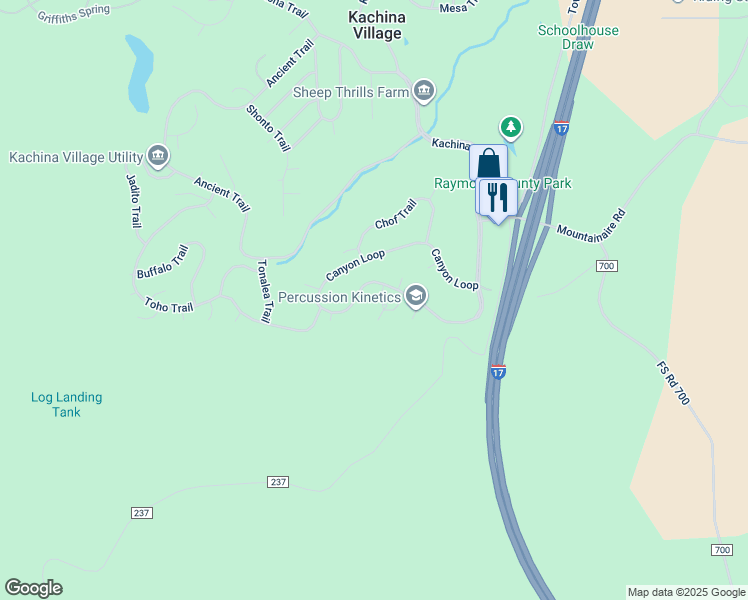 map of restaurants, bars, coffee shops, grocery stores, and more near 4004 Canyon Loop in Flagstaff