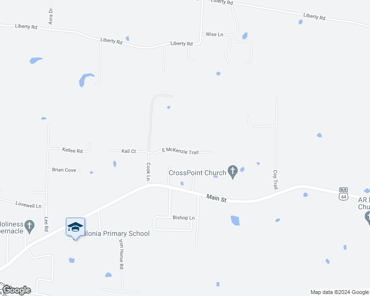 map of restaurants, bars, coffee shops, grocery stores, and more near 13 East McKenzie Trail in Conway