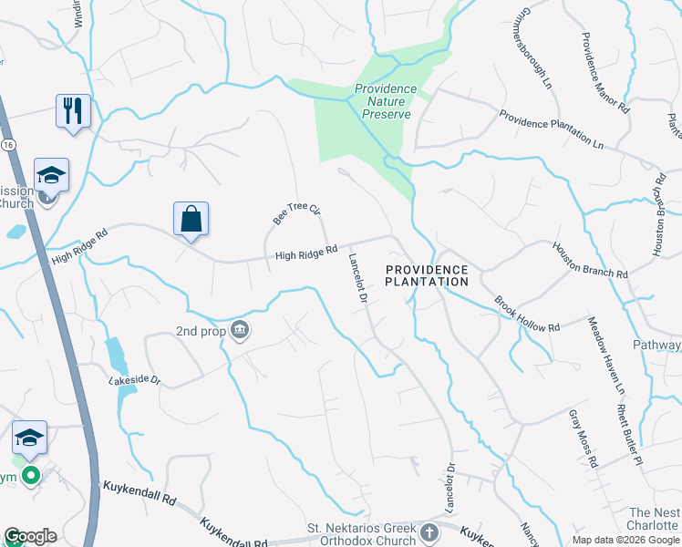 map of restaurants, bars, coffee shops, grocery stores, and more near 3313 High Ridge Road in Charlotte