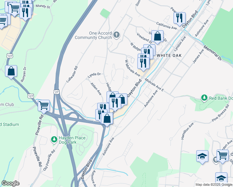 map of restaurants, bars, coffee shops, grocery stores, and more near 154 Goodson Avenue in Chattanooga