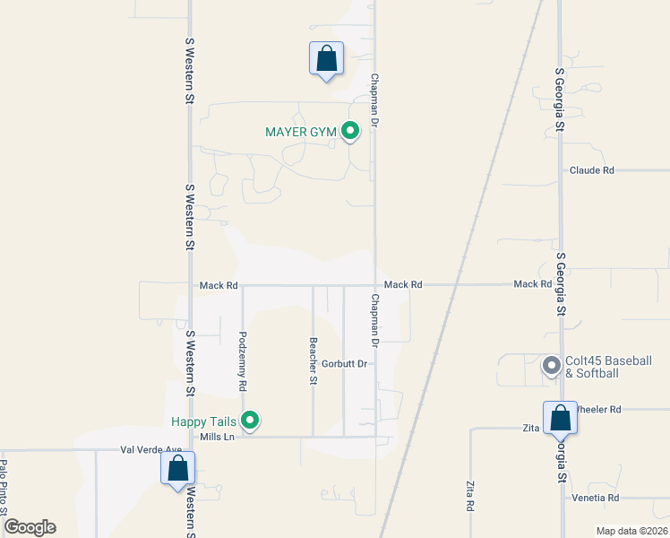 map of restaurants, bars, coffee shops, grocery stores, and more near 3680 Mack Road in Amarillo