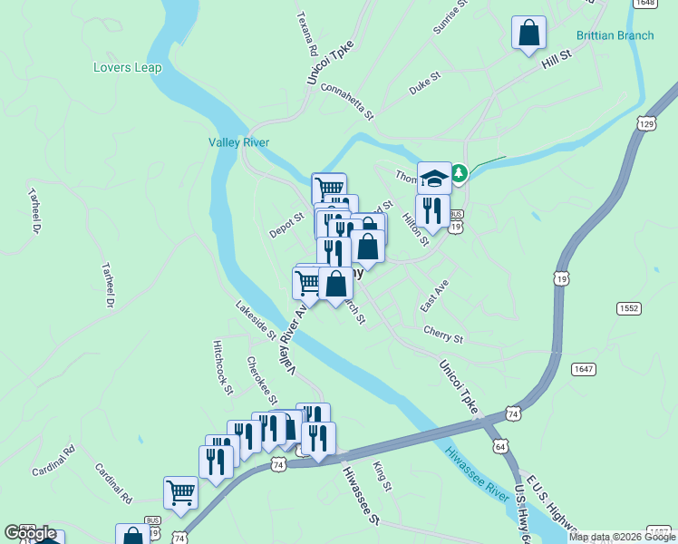 map of restaurants, bars, coffee shops, grocery stores, and more near in Murphy