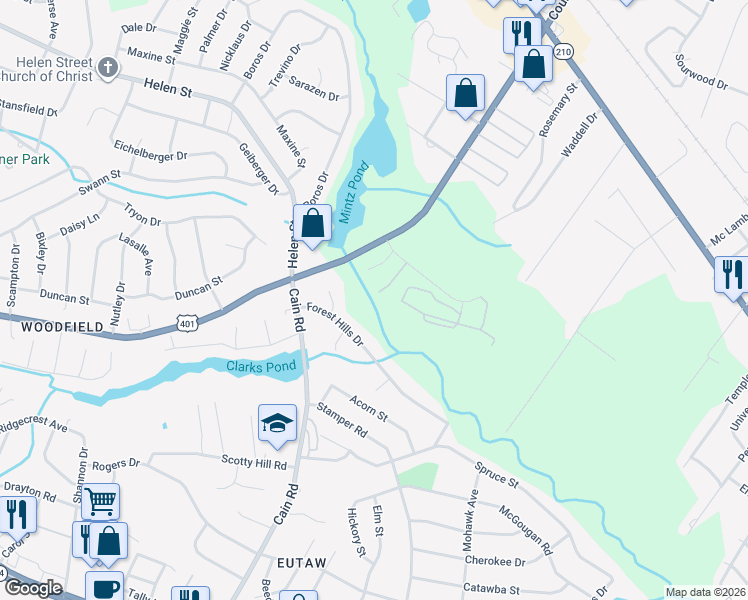 map of restaurants, bars, coffee shops, grocery stores, and more near 1535 Londonderry Place in Fayetteville