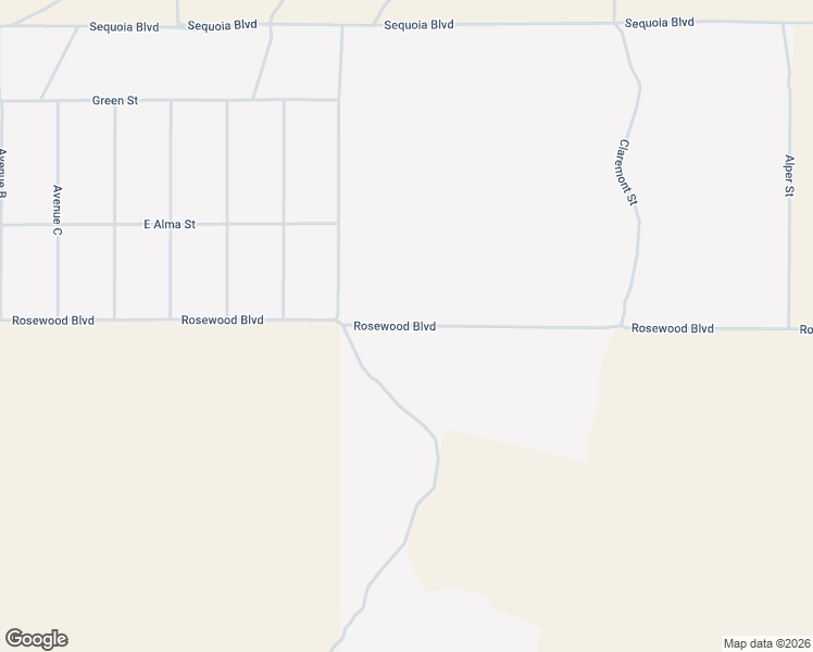 map of restaurants, bars, coffee shops, grocery stores, and more near Rosewood Boulevard in North Edwards
