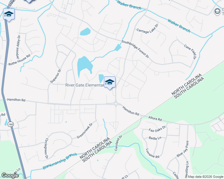 map of restaurants, bars, coffee shops, grocery stores, and more near 15340 Smith Road in Charlotte