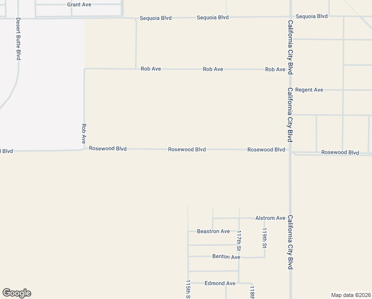 map of restaurants, bars, coffee shops, grocery stores, and more near Rosewood Boulevard in California City