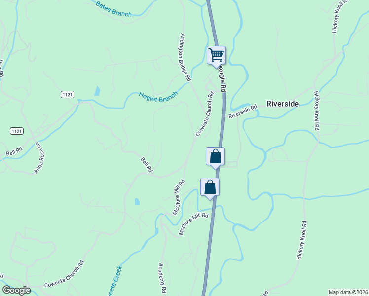 map of restaurants, bars, coffee shops, grocery stores, and more near 343 Coweeta Church Road in Otto