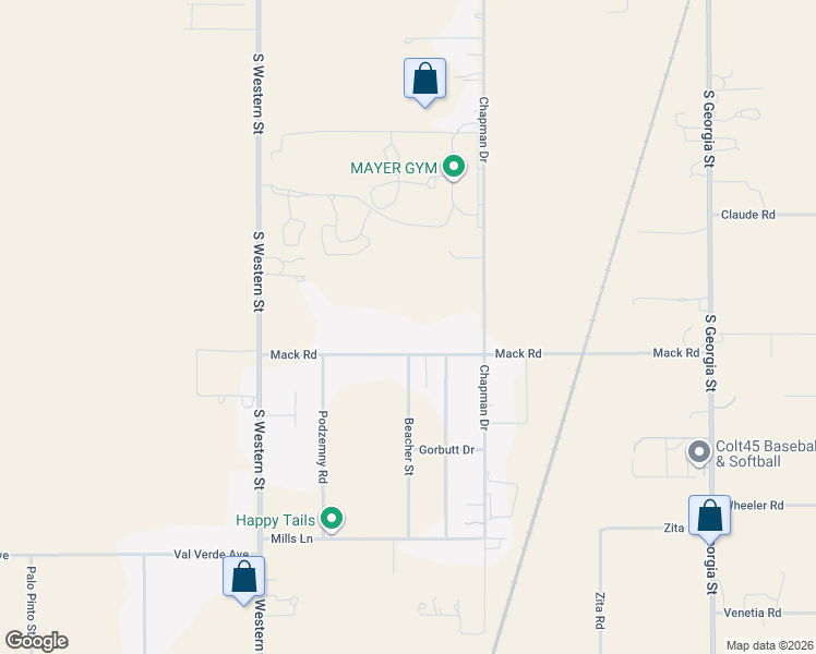 map of restaurants, bars, coffee shops, grocery stores, and more near 3680 Mack Road in Amarillo