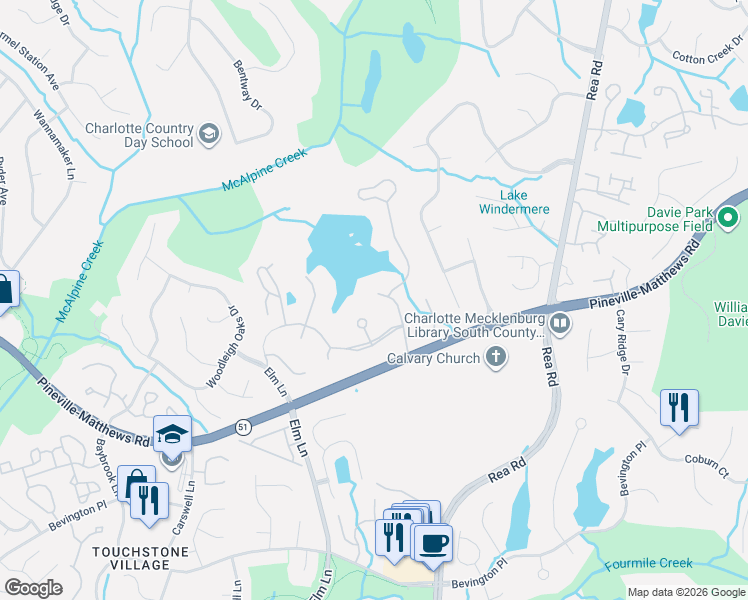 map of restaurants, bars, coffee shops, grocery stores, and more near in Charlotte