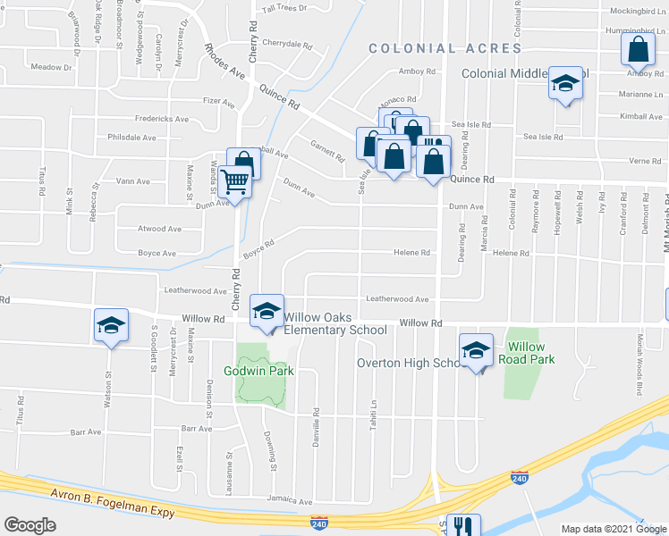 map of restaurants, bars, coffee shops, grocery stores, and more near 4494 East Dearing Road in Memphis