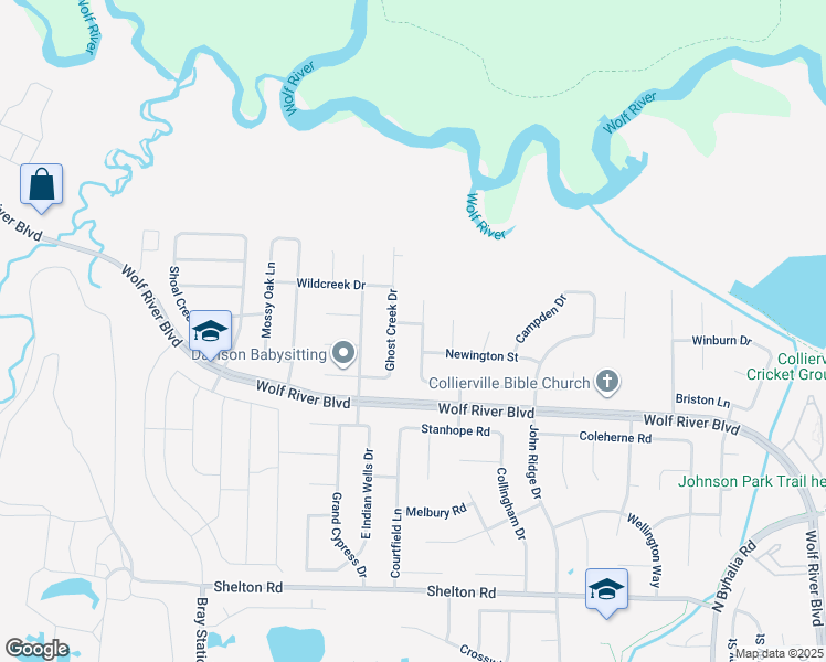 map of restaurants, bars, coffee shops, grocery stores, and more near 1757 Lisson Lane in Collierville