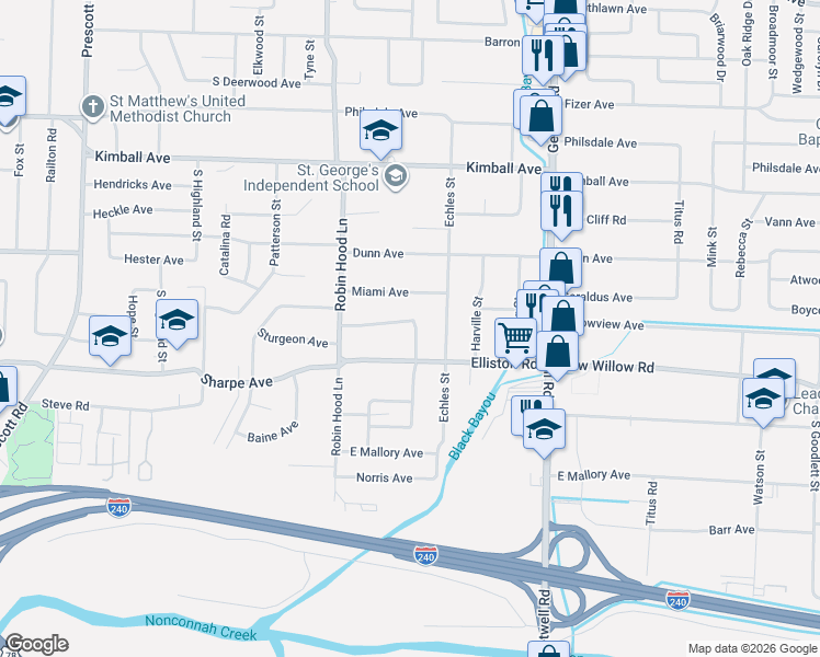 map of restaurants, bars, coffee shops, grocery stores, and more near 3761 Sturgeon Avenue in Memphis