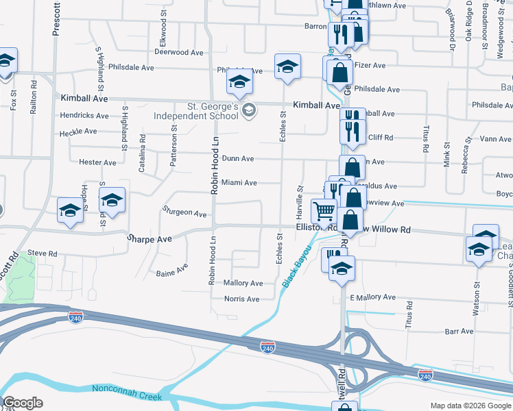 map of restaurants, bars, coffee shops, grocery stores, and more near 3761 Sturgeon Avenue in Memphis